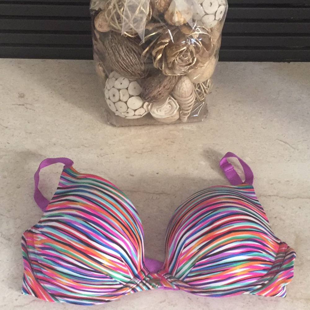 Victoria Secret Push Up Bra Plunge 34D Multicolor